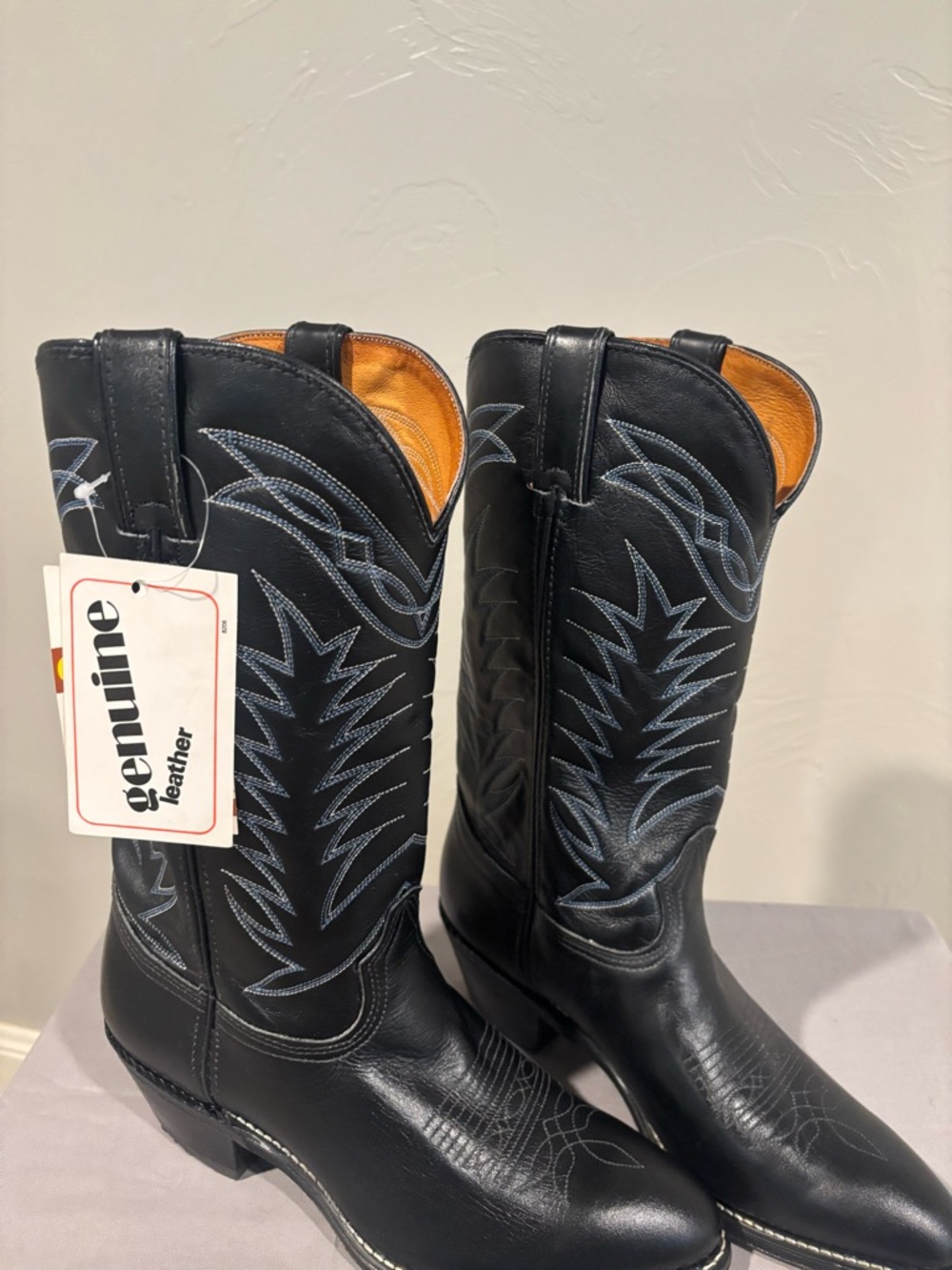 Vintage RIO GRANDE Men's Black Leather Western Boots - Genuine Leather NIB
